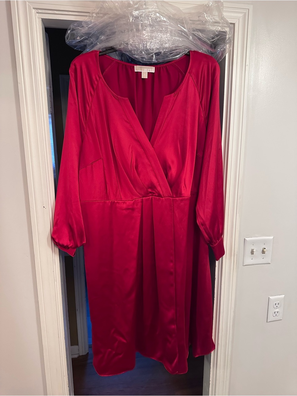 Red Satin Wrap Dress by Michael Kors